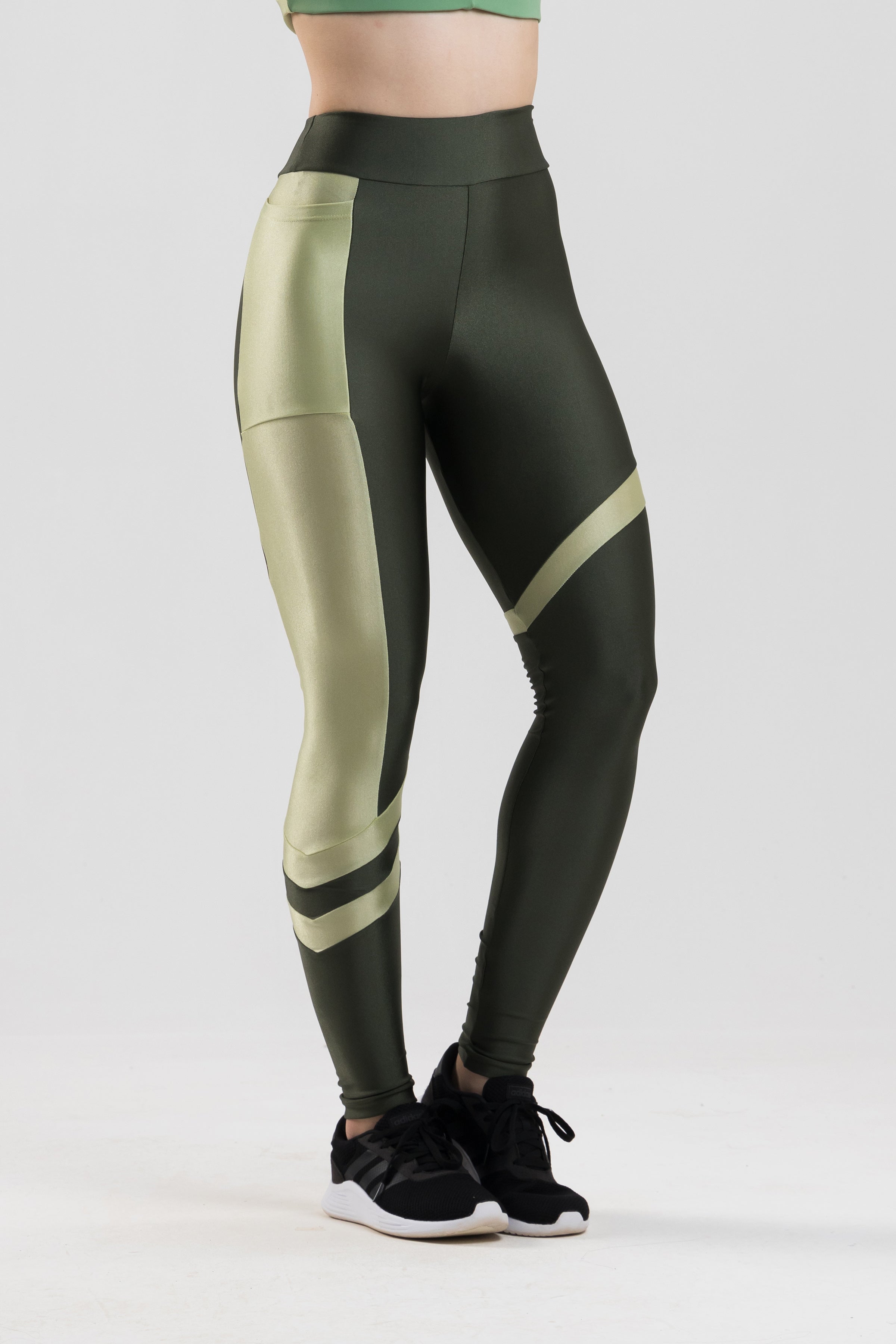 Ideology Side Stripe Cropped Women's Plus Size Athletic Leggings NWT Green  Ash